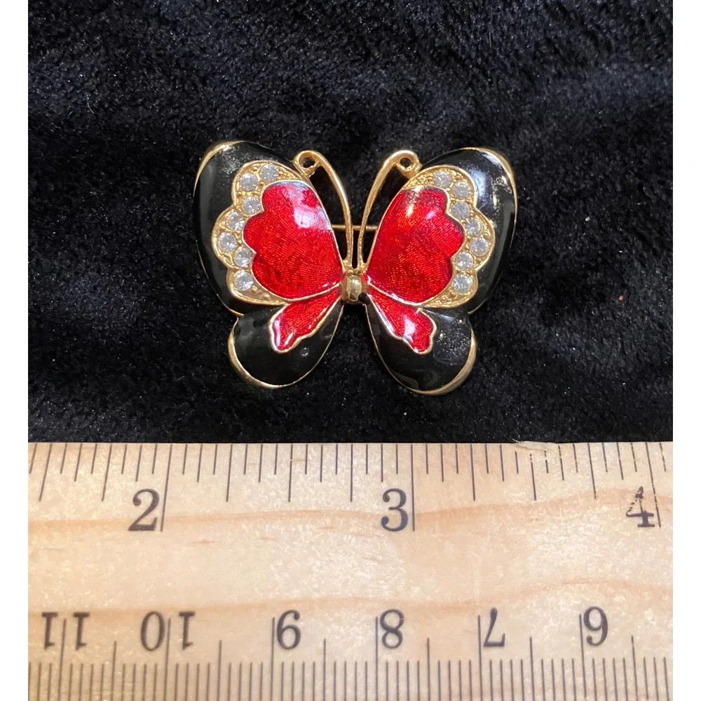 Butterfly Brooch Lot Womens Multicolor Rhinestone Enamel Filigree